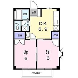 ニューシティハピネス 2DKの間取図画像