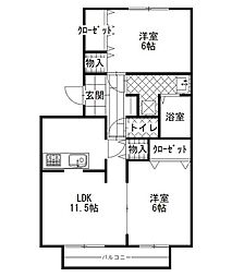 フロリアーデ梅島A 2LDKの間取図画像