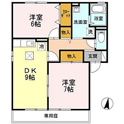 リトルバード横井A 2DKの間取図画像