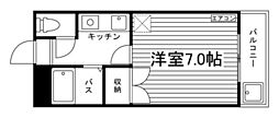 グリーンPAL鹿田 1Kの間取図画像