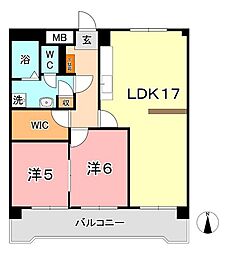 清幸マンション野田 2LDKの間取図画像