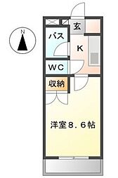 シャインキャッスル2 1Kの間取図画像