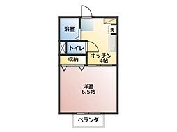 エクセルB 1Kの間取図画像
