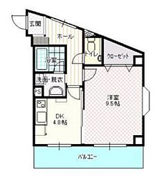ハートフル医大南 1DKの間取図画像