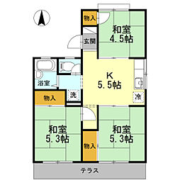 福富パレスB 3Kの間取図画像