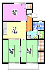 フェリシティヒルズ岸 3DKの間取図画像