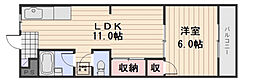 ラ・ピーヌ福島 1LDKの間取図画像