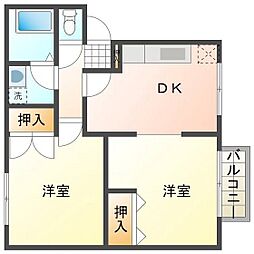 メゾン瀬戸A 2DKの間取図画像