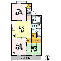 コーポラスエクセルA 3DKの間取図画像
