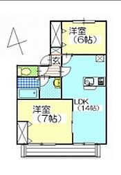 カーサ松崎 2LDKの間取図画像