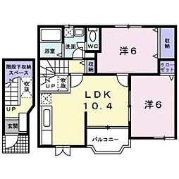 クレストピア21A棟 2LDKの間取図画像