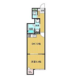 岡山市東区東平島アパート 1DKの間取図画像