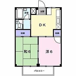シティハイツ妹尾C 2DKの間取図画像
