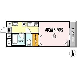 マ・メゾン三野 1Kの間取図画像