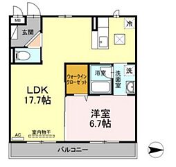 ホワイトローズ 1LDKの間取図画像