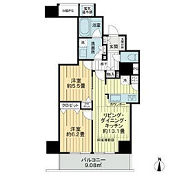 ライオンズタワー岡山表町 2LDKの間取図画像