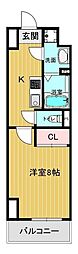ALPHA PLUS BLD. 1Kの間取図画像