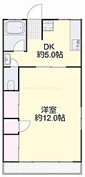 ヴィラ浜 1DKの間取図画像