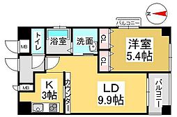 クレストシティ中井町 1LDKの間取図画像