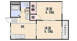 児玉コーポ 2DKの間取図画像