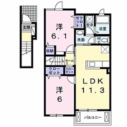ノーベルC棟 2LDKの間取図画像