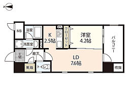 セントラルアベニュー下石井 1LDKの間取図画像