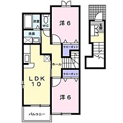 ビッグベアーB棟 2LDKの間取図画像