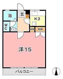 ブールブランシュB 1Kの間取図画像