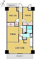 ガーデングラス桑野1 3LDKの間取図画像