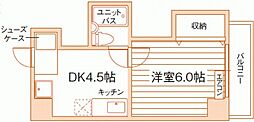 グレイス岡山 1DKの間取図画像