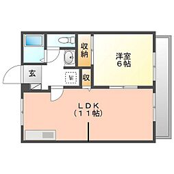 ラ・オプス 1LDKの間取図画像