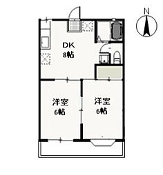 ラ・ピーヌチボリ 2DKの間取図画像