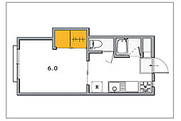 カレッジ浜 1Kの間取図画像