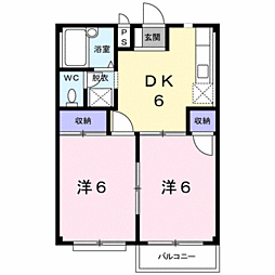 エルディム内田A 2DKの間取図画像