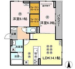 ノーブルミキ 2LDKの間取図画像