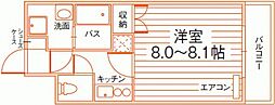 ルラシオン岡山奉還町 1Kの間取図画像