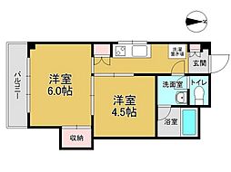 エバーグリーン磨屋町 2Kの間取図画像