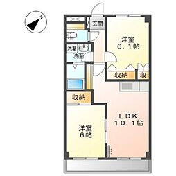 サンピア大福 2LDKの間取図画像