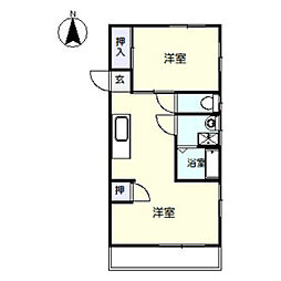 辰巳ハイツ 1LDKの間取図画像