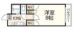 エスポアール北長瀬 1Kの間取図画像
