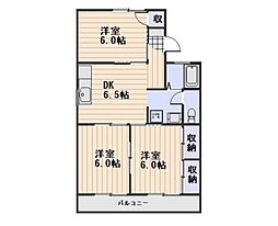 セジュール神田 3DKの間取図画像