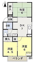 リベルテひらたC 3DKの間取図画像