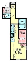 西武池袋線 東久留米駅 徒歩5分の賃貸マンション 2階ワンルームの間取り