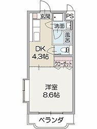 ビュー西富士 1DKの間取図画像