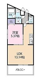 シャトー江ミーナ 1LDKの間取図画像