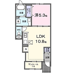 アリビオ・リラ2 1LDKの間取図画像