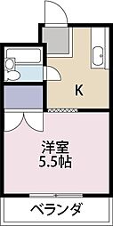 メゾンポートFujiA 1Kの間取図画像