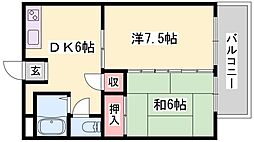 プチメゾン梅原 2DKの間取図画像