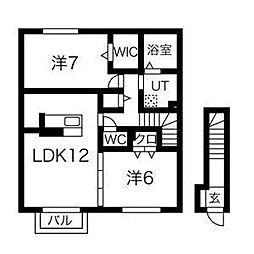 セジュール加佐A 2LDKの間取図画像