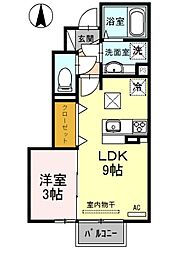 プラムコート 1LDKの間取図画像